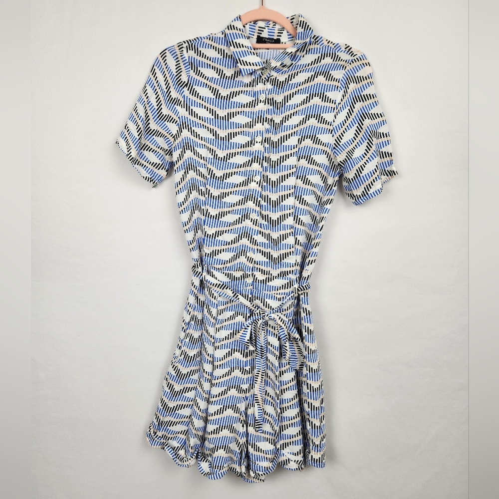 FRNCH Patterned Romper Belted Button up Size M